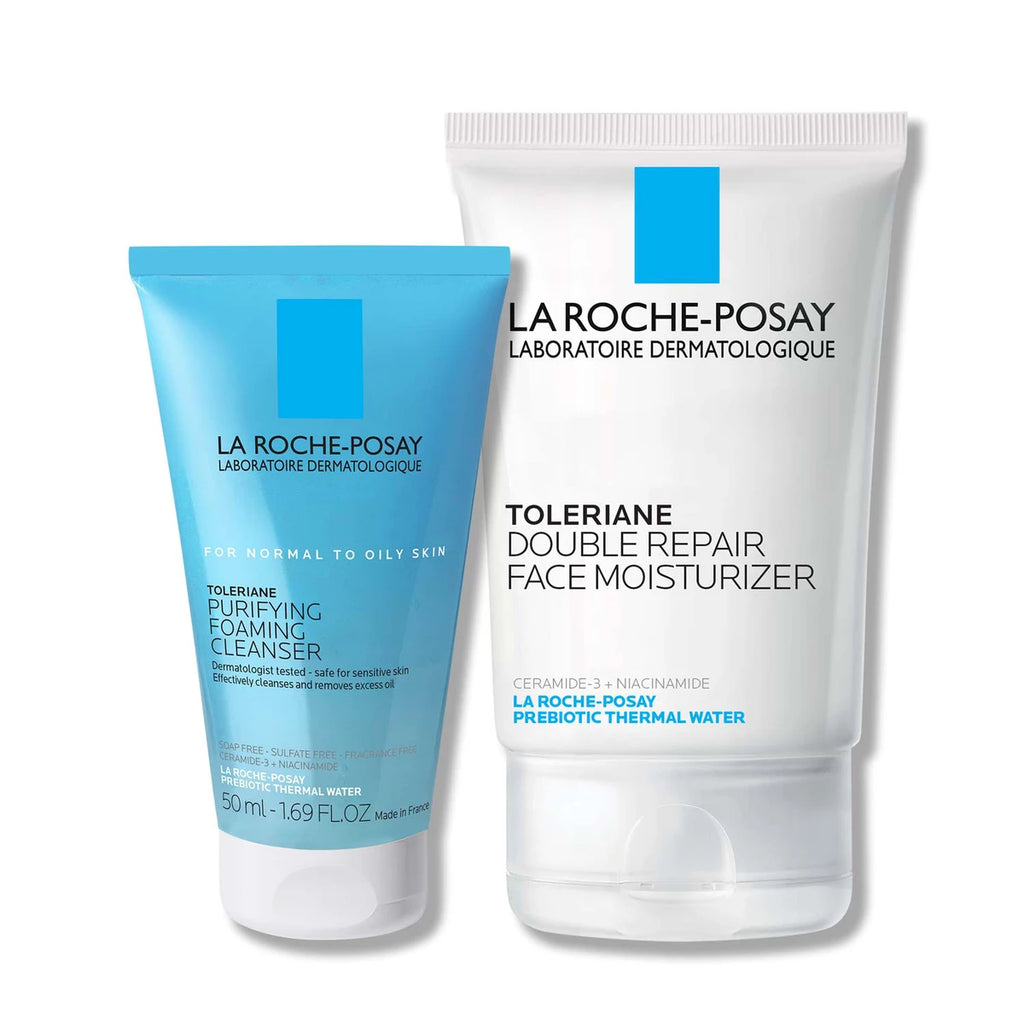 Toleriane Purifying Foaming Cleanser & Toleriane Double Repair Face Moisturizer Travel Set - Default Title
